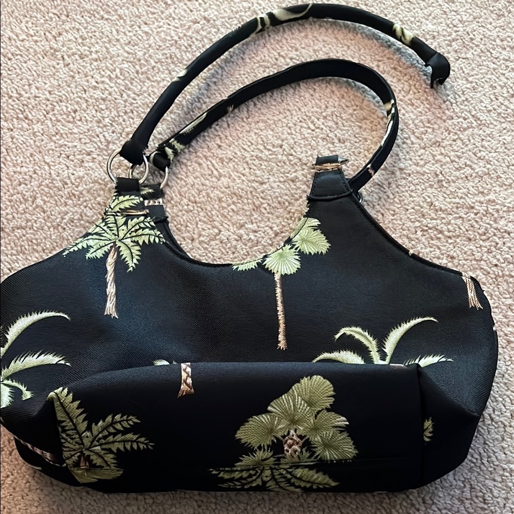 Vintage Tropical palm tree Black and Green Women's Bag